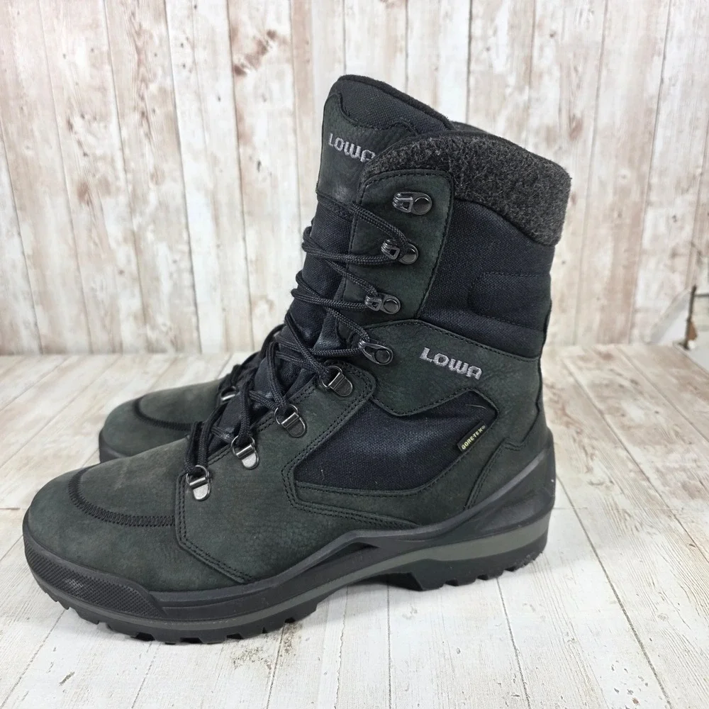 Lowa Flims GTX Mens Black Nubuck Leather Gore-Tex Waterproof Winter Boots 10